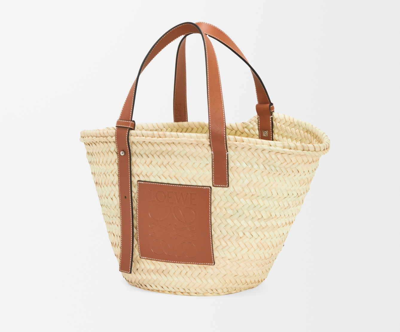 Loewe Medium basket bag in palm leaf and calfskin