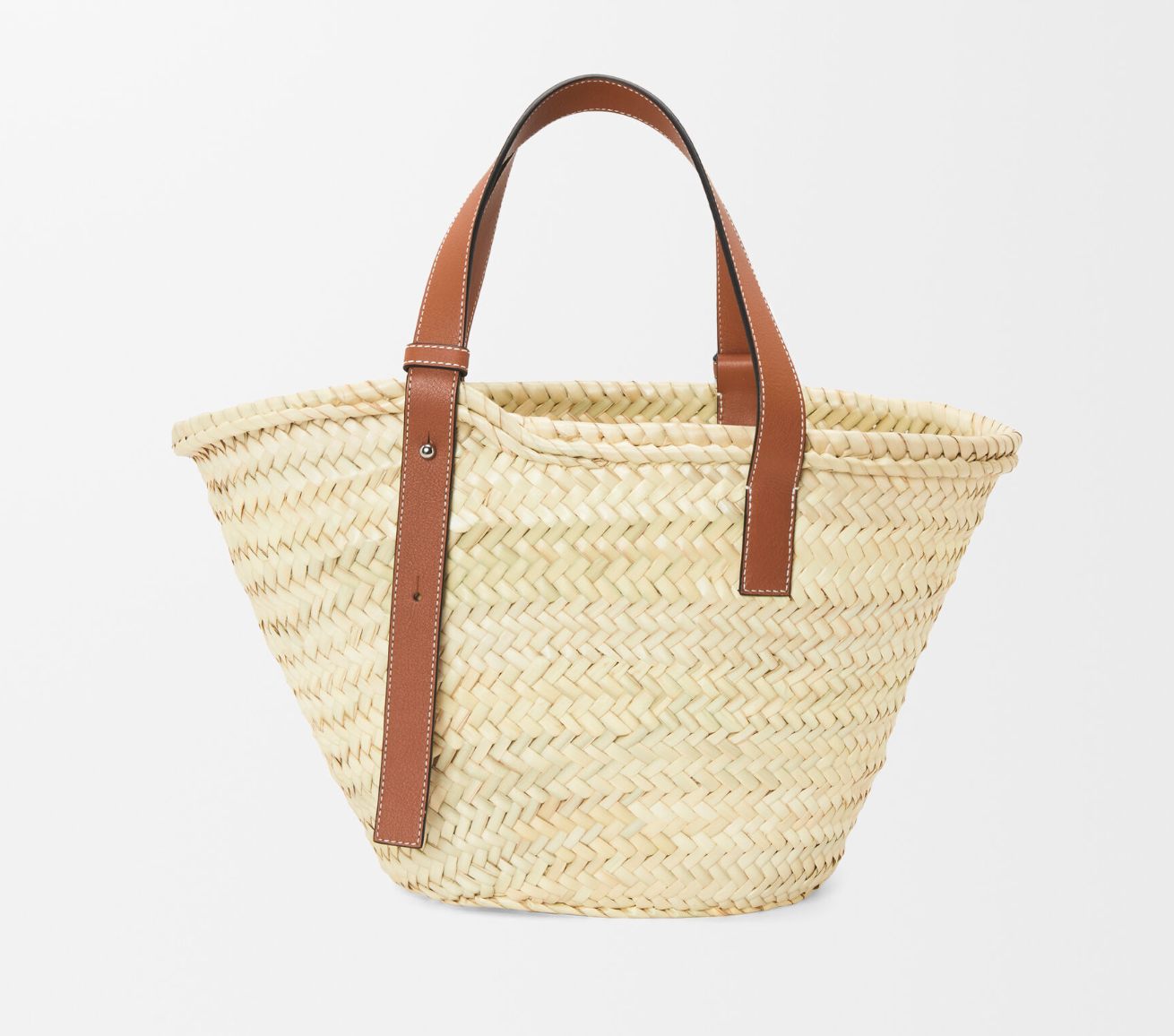 Loewe Medium basket bag in palm leaf and calfskin