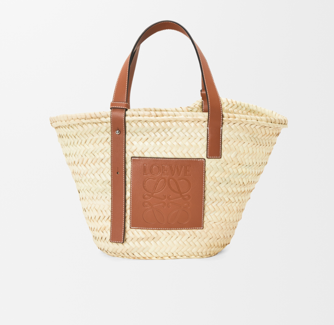 Loewe Medium basket bag in palm leaf and calfskin